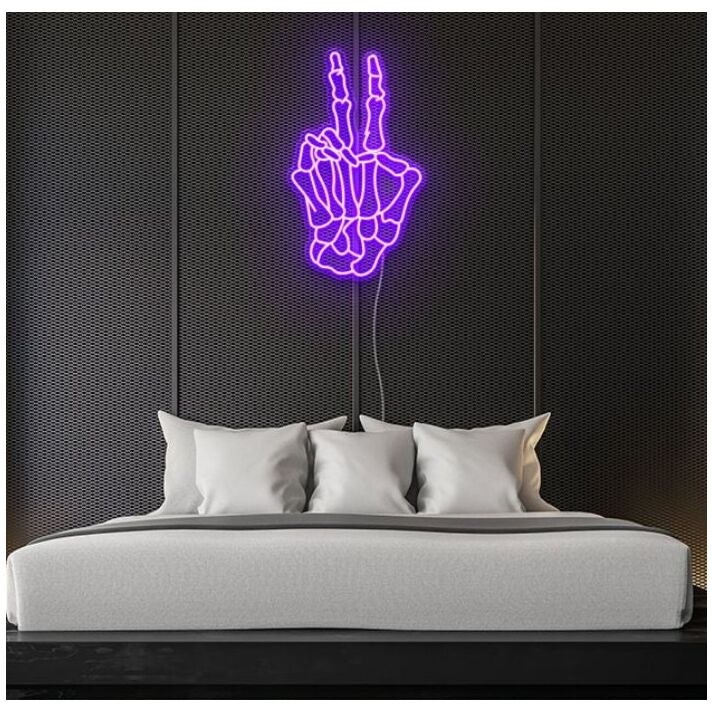 Peace Skull hand neon sign