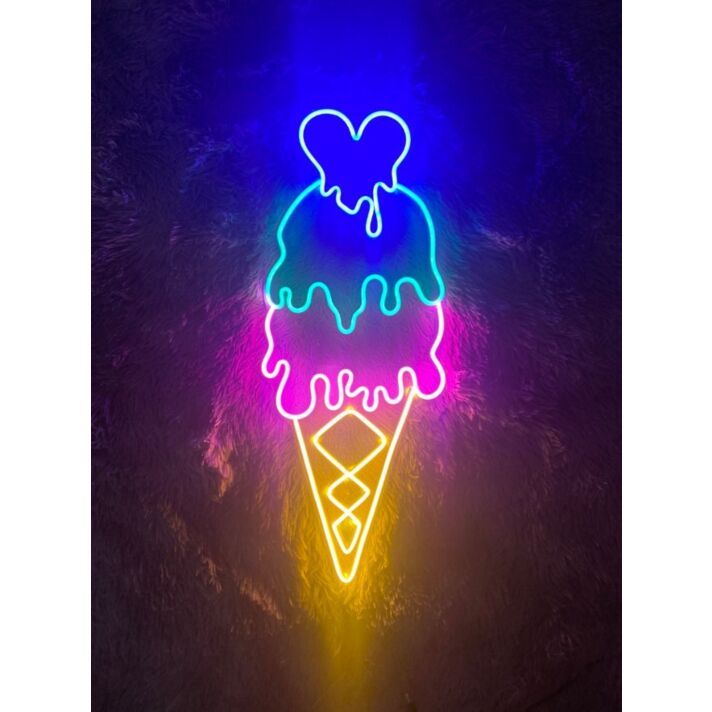 Dripping Ice Cream With Heart Neon Sign