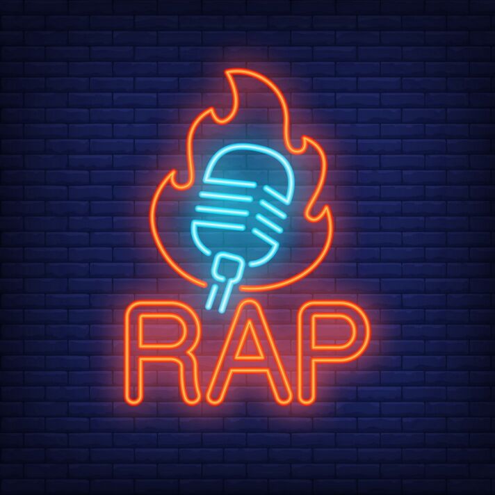 Rap Microphone Flame Neon Sign