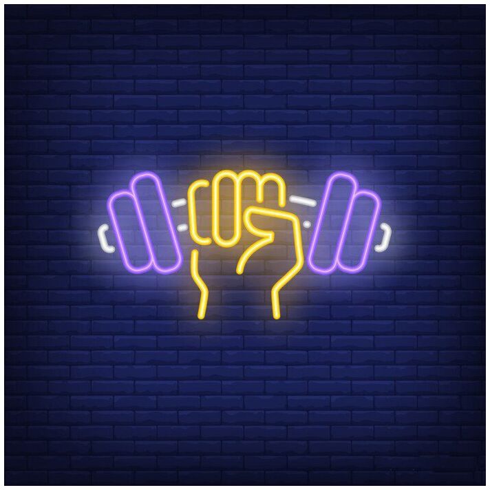 Hand Holding Barbell Neon Sign