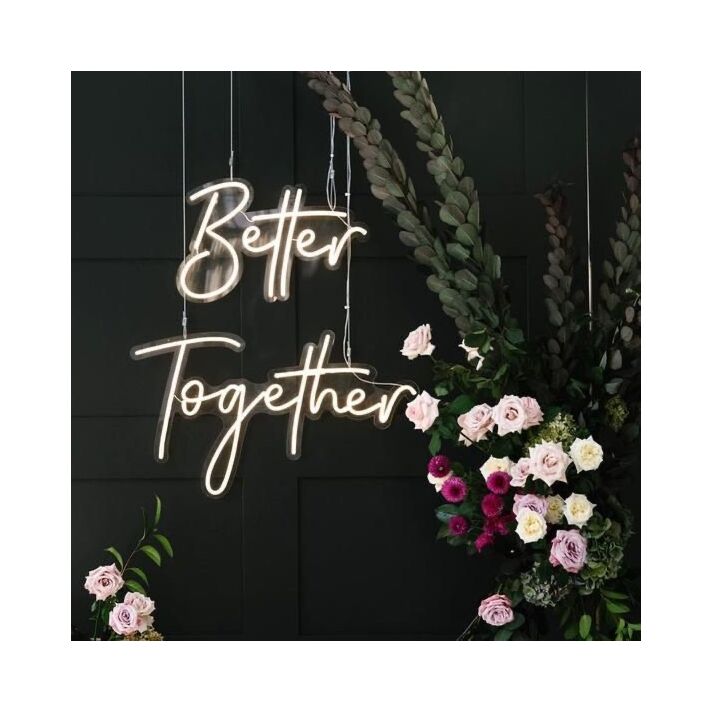 Better Together Neon Sign On The Black Wall Ground