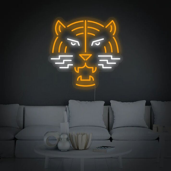 Led Neon Tiger Wall Decor Orange And White Neon Sign