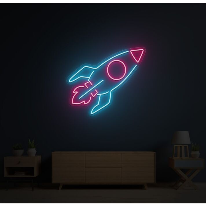 Neon Rocket Blue And Pink Neon Sign