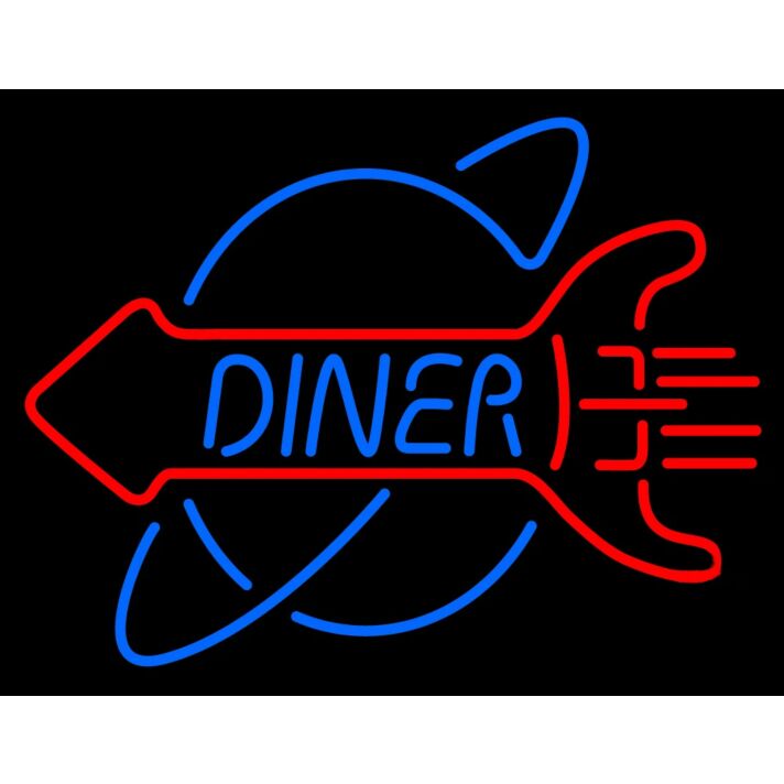 Neon Rocket Led Rocket Diner Neon Sign For Room Kitchen Blue And Red Neon Lights
