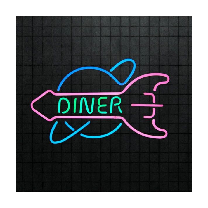 Neon Rocket Diner Sign Pink Blue Green Neon Sign