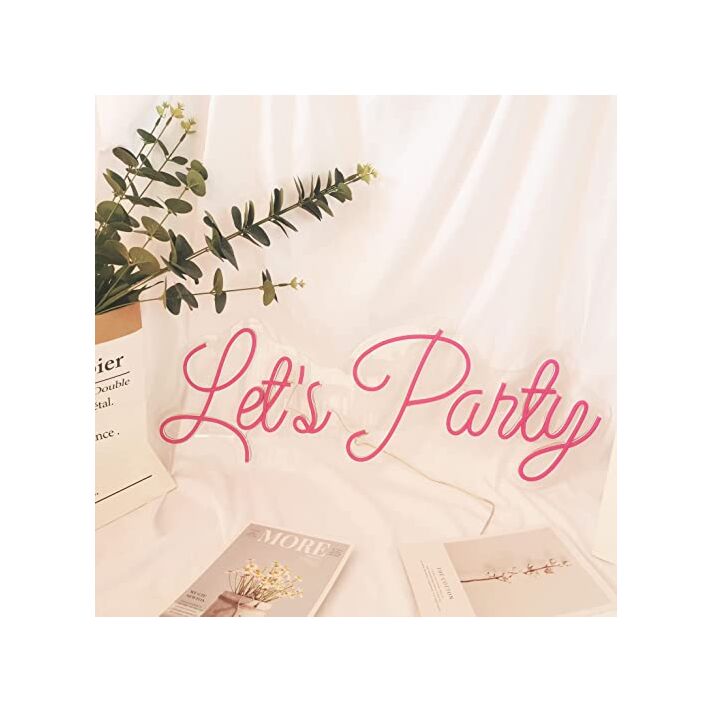 Lets Party Neon Sign Wall Decor Led Pink Neon Sign For Wedding Engagement Party