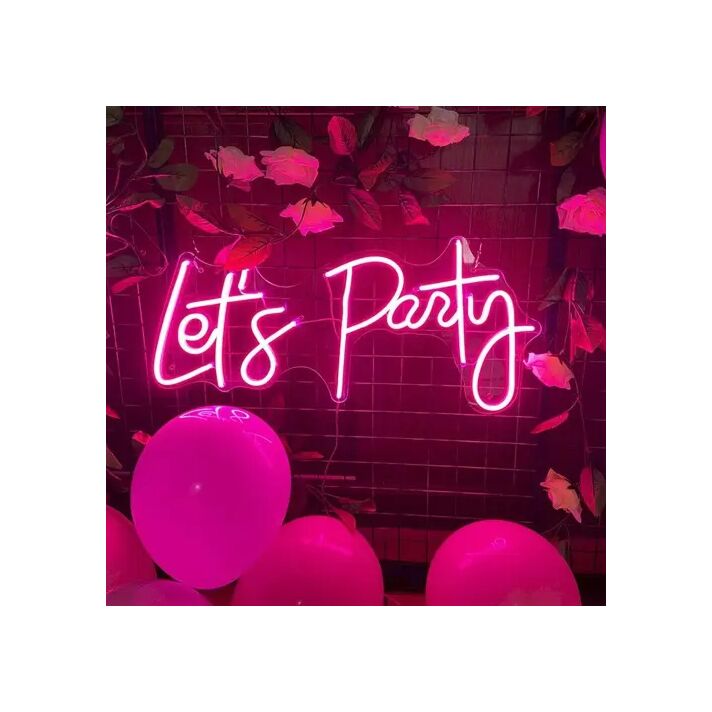 Lets Party Neon Sign Led Pink Neon Sign Wedding Party Decor