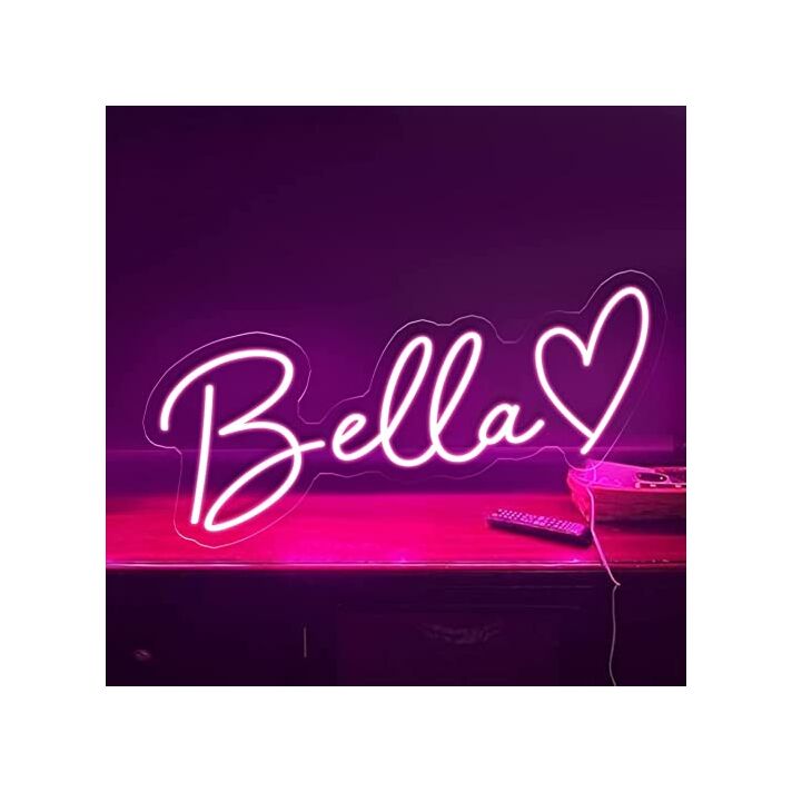 Bella Neon Name Signs With Pink Heart Neon Sign