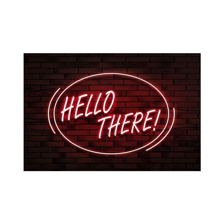 Hello There Neon Sign Red Neon Sign Hung On The Brick Background