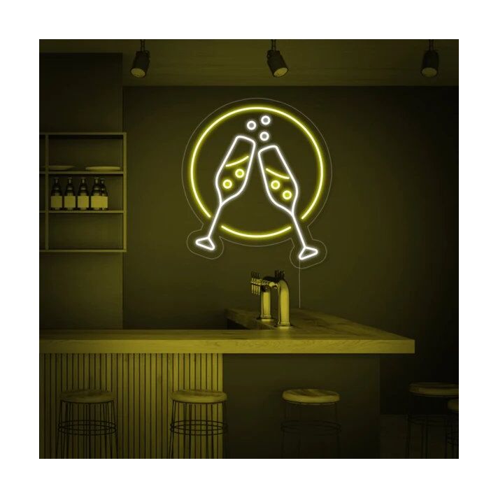Champagne Glasses Cheers Neon Sign