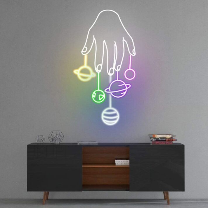 Cosmic Hand' neon sign