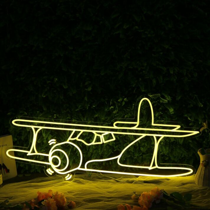 Vintage Aircraft Yellow Neon Sign