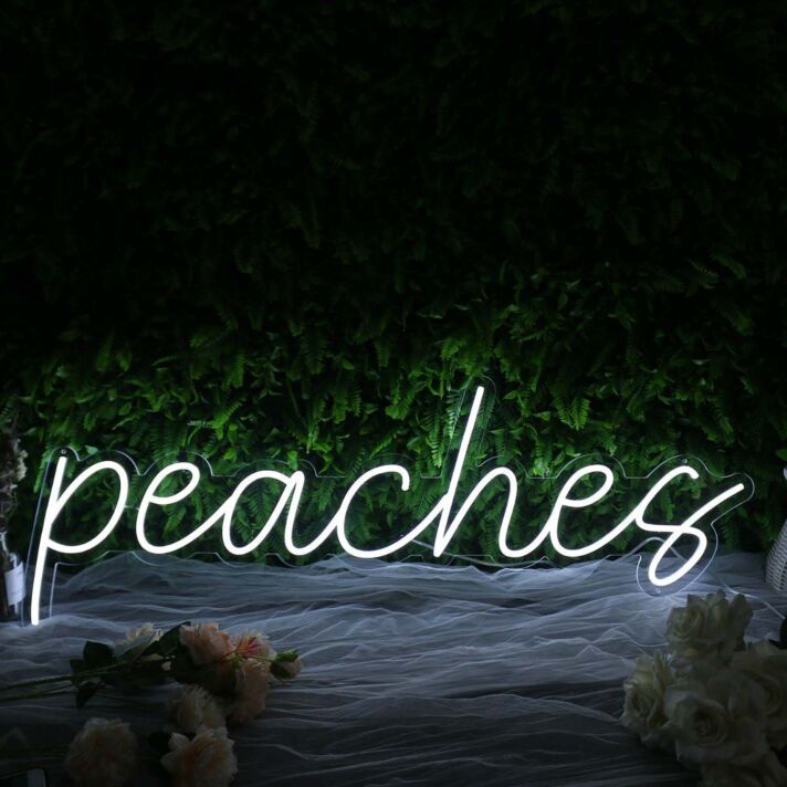 Peaches White Custom Neon Sign