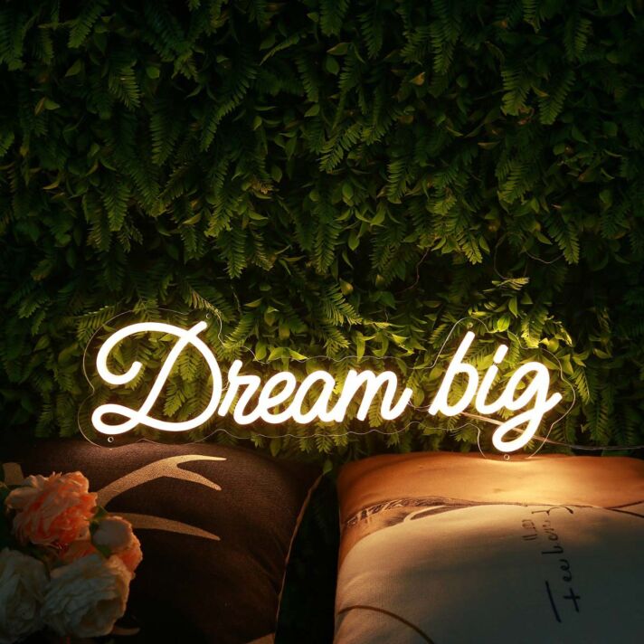 Dream Big Yellow Neon Sign