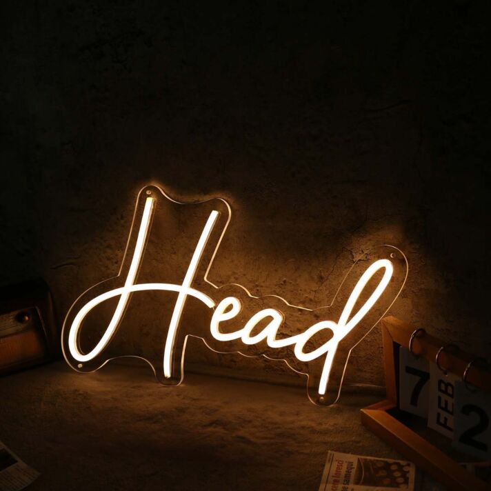 Head Yellow Neon Sign