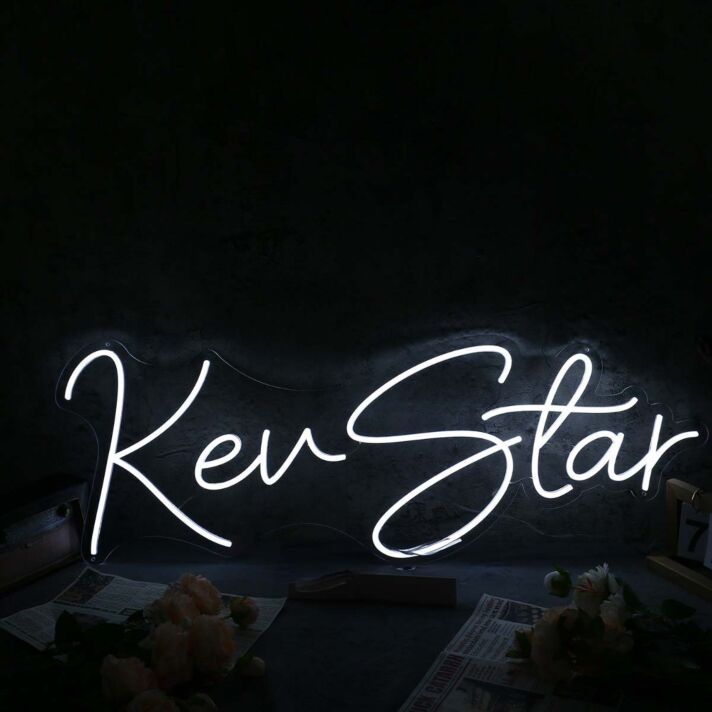 Kev Star White Neon Sign
