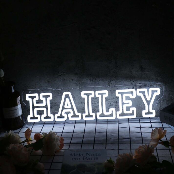 Hailey White Neon Sign
