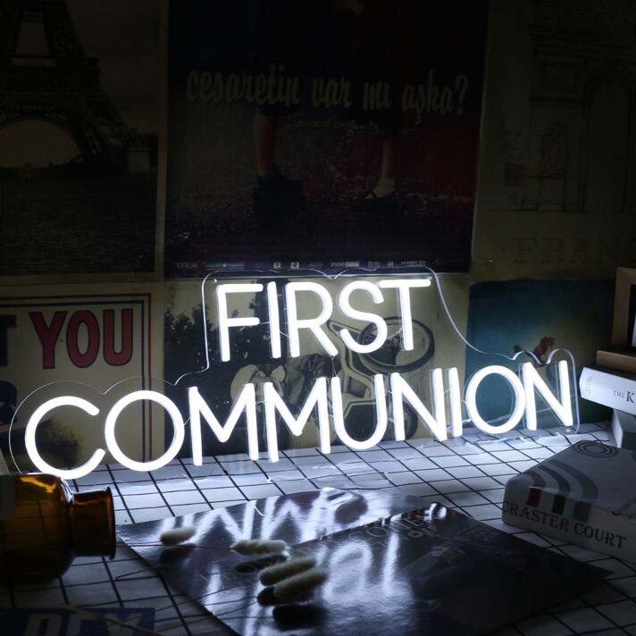 First Communition White Neon Sign