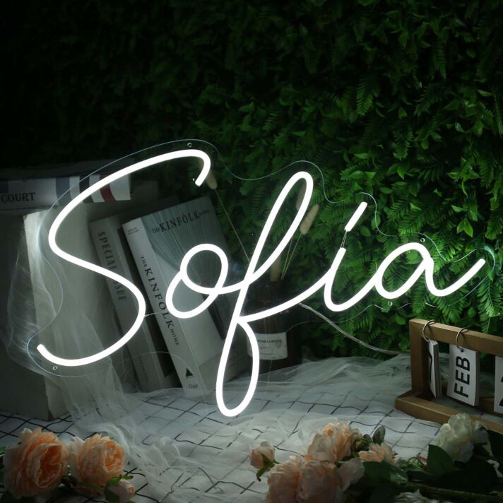 Sokia White Name Neon Sign