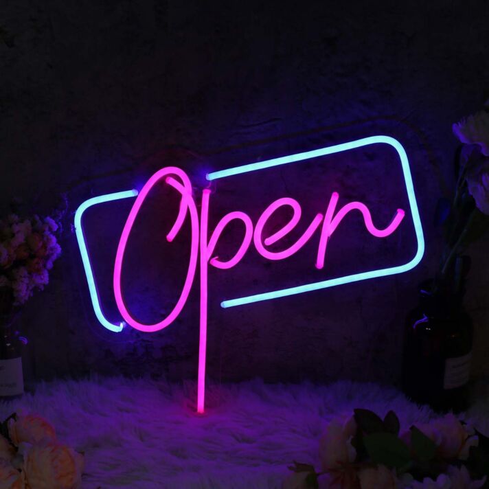 Purple Open Custom Neon Sign