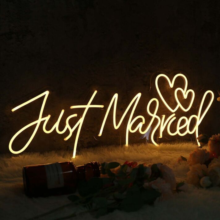Just Married Yellow Neon Sign