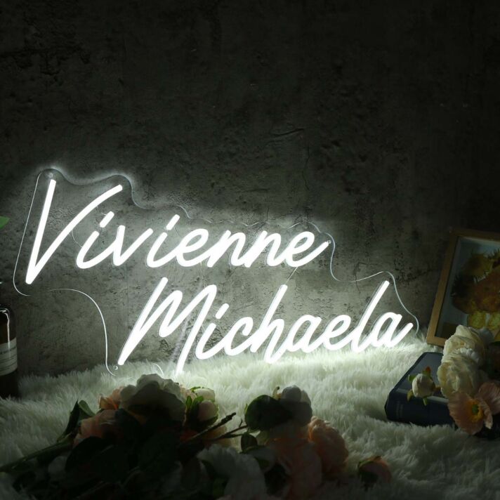Vivienne Michaela White Neon Sign