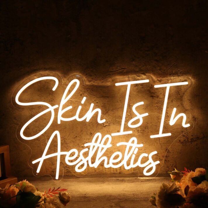 Skin Is In Aesthetics Yellow Neon Sign