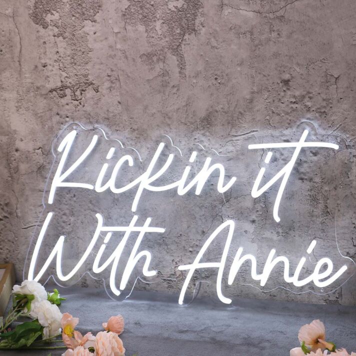 Kickin It With Annie White Neon Sign