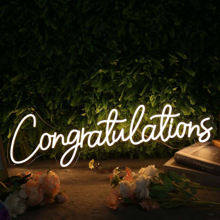 Congratulations Yellow Custom Neon Sign