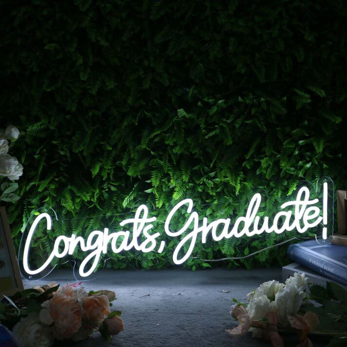 Congrats Graduate White Neon Sign