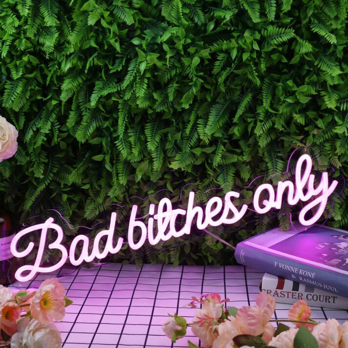 Bad Bitches Only Purple Neon Sign
