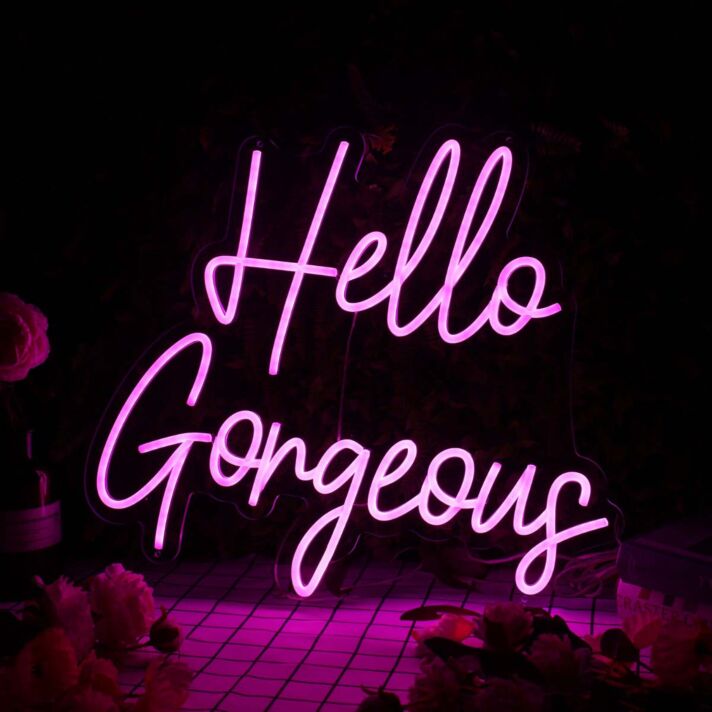 Hello Gorgeous Purple Neon Sign