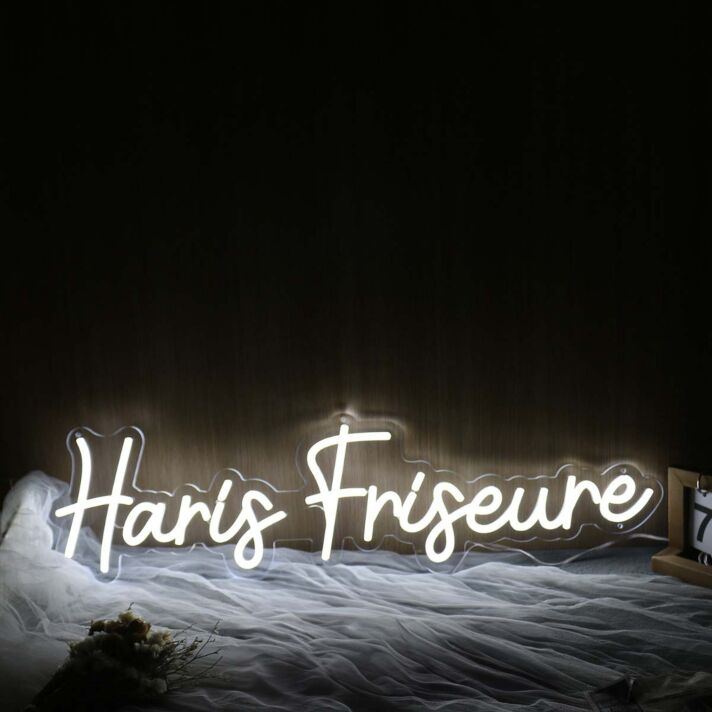 Haris Friseure White Neon Sign