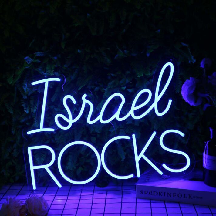 Israel Rocks Blue Neon Sign