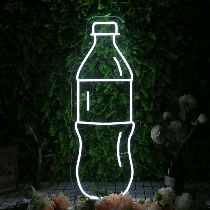A Bottle Of Beverage White Neon Sign