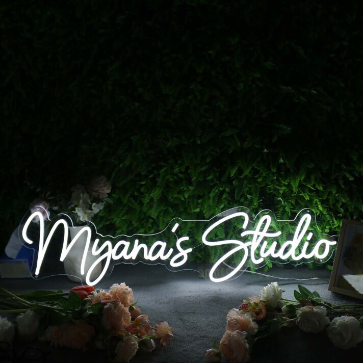 Myana's Studio White Neon Sign