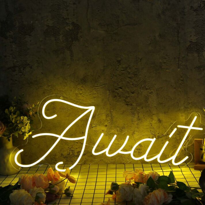 Await Yellow Neon Sign