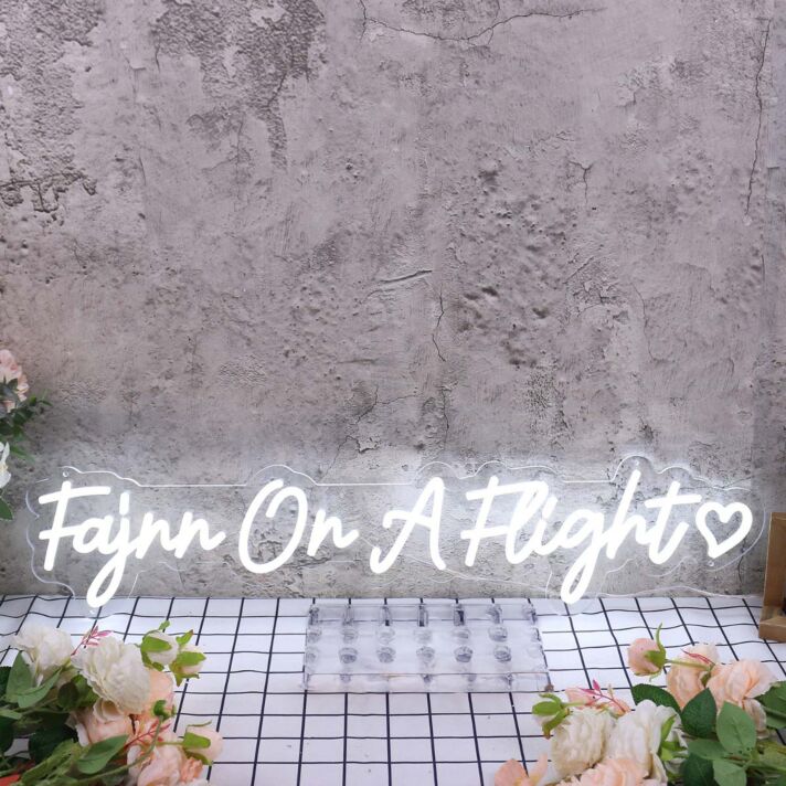 Fajnn On A Flight White Neon Sign