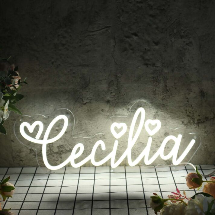 Cecilia White Neon Sign