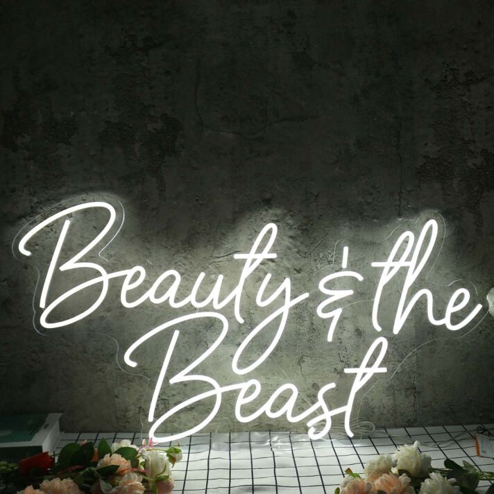 Beauty And The Beast White Neon Sign