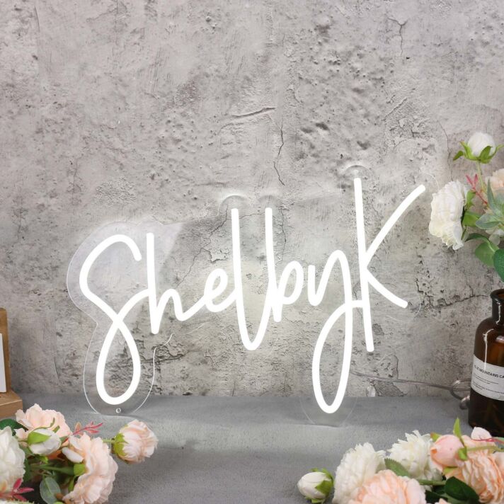 Shelby K White Neon Sign