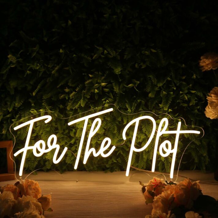 For The Plot Yellow Neon Sign