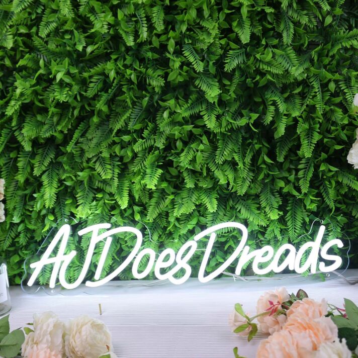 AJ Does Dreads White Neon Sign