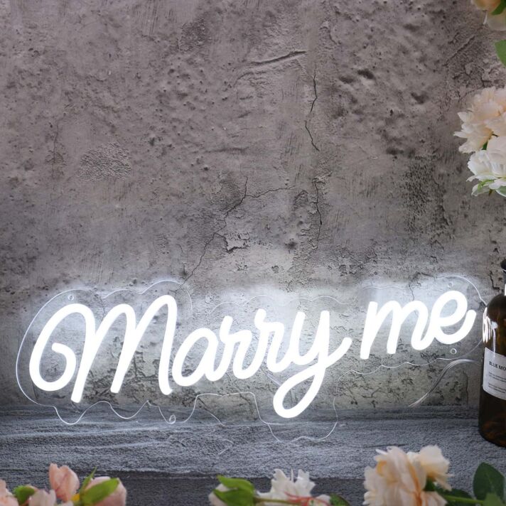 Marry Me White LED Neon Sign