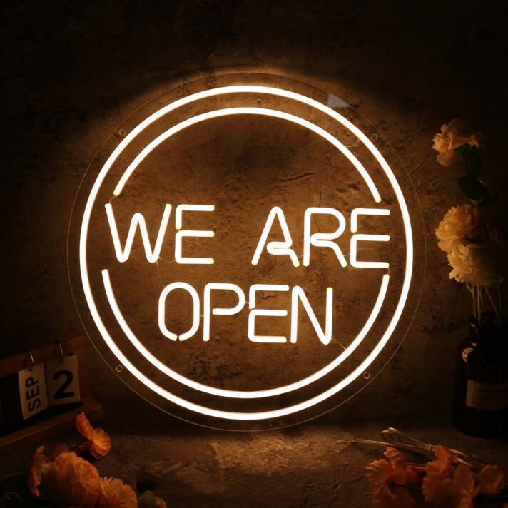 We Are Open White Neon Sign