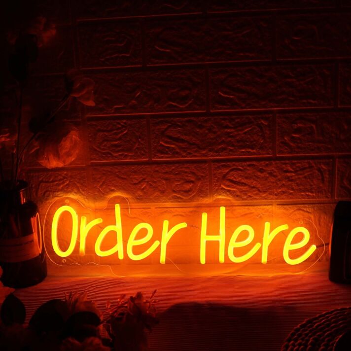 Order Here Orange Neon Sign
