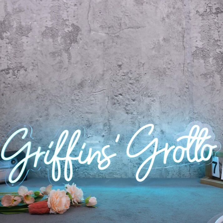Griffins Grotto Blue Neon Sign