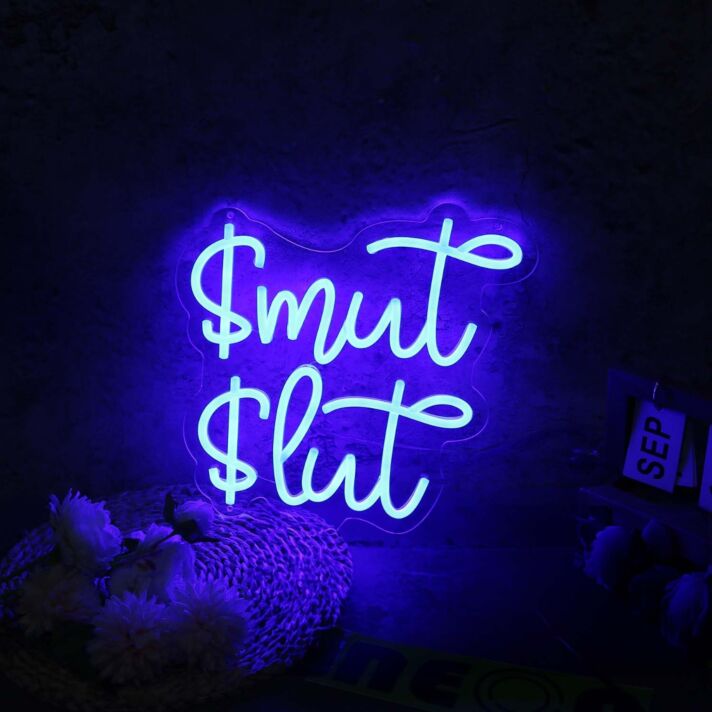 Smut Slut Blue Neon Sign