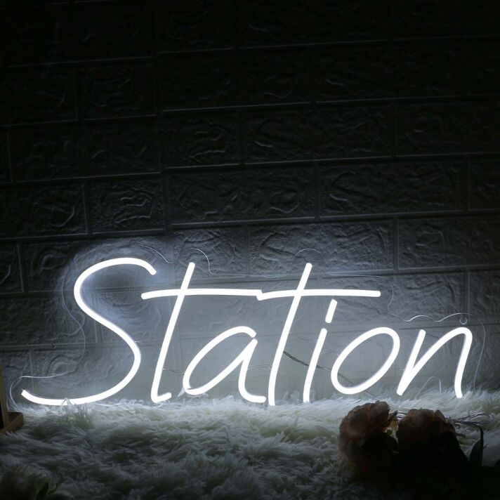 Station White Neon Sign