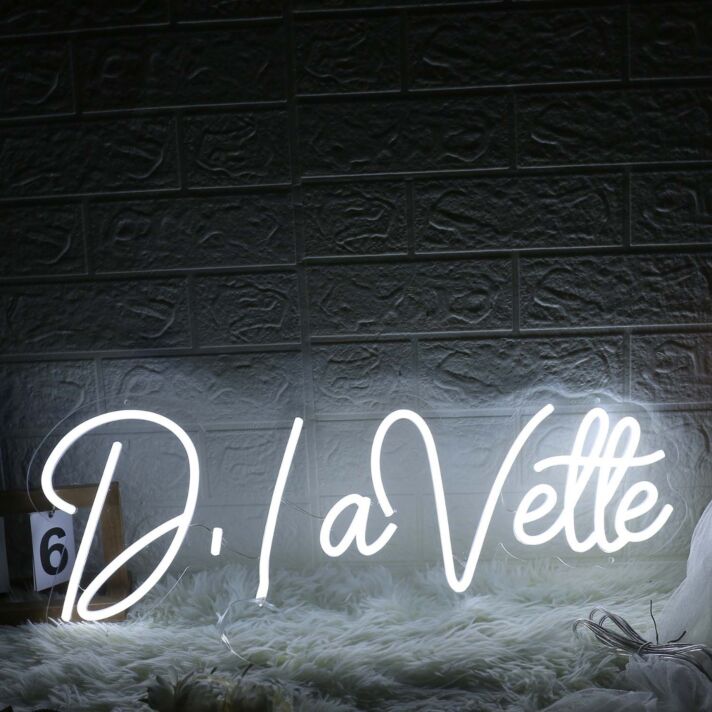 D Lavette White Neon Sign